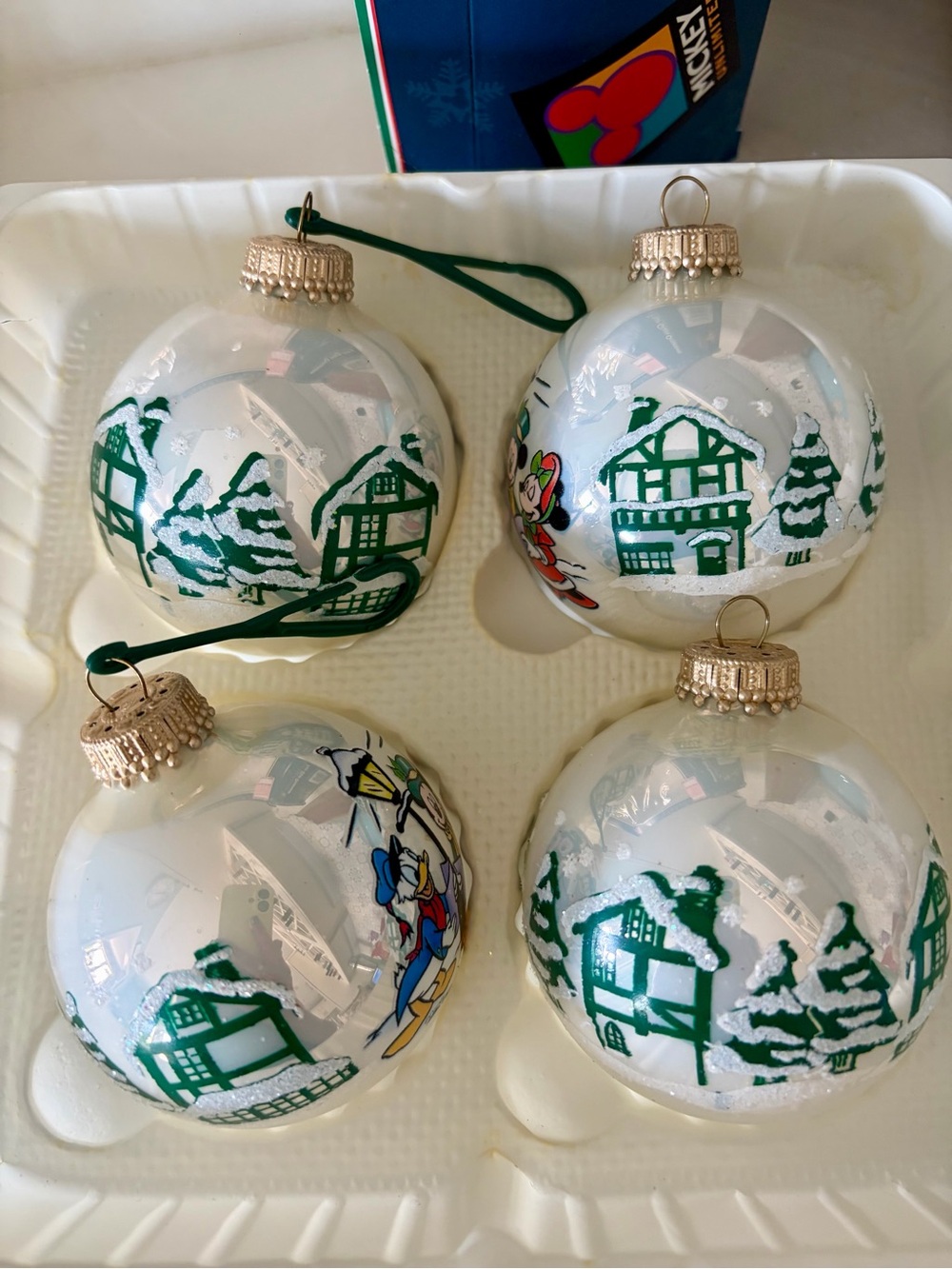 Disney Mickey Unlimited Christmas by Krebs Glass Ornaments - Set of 4 - Picture 5 of 8